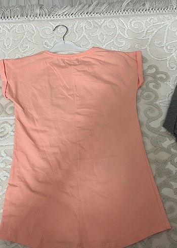 Pembe Baskılı Kız Tişörtü, Kısa Kollu, Salaş - Görsel 2