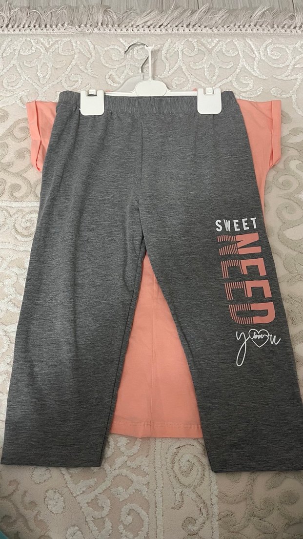 Pembe Baskılı Kız Tişörtü, Kısa Kollu, Salaş - Görsel 3