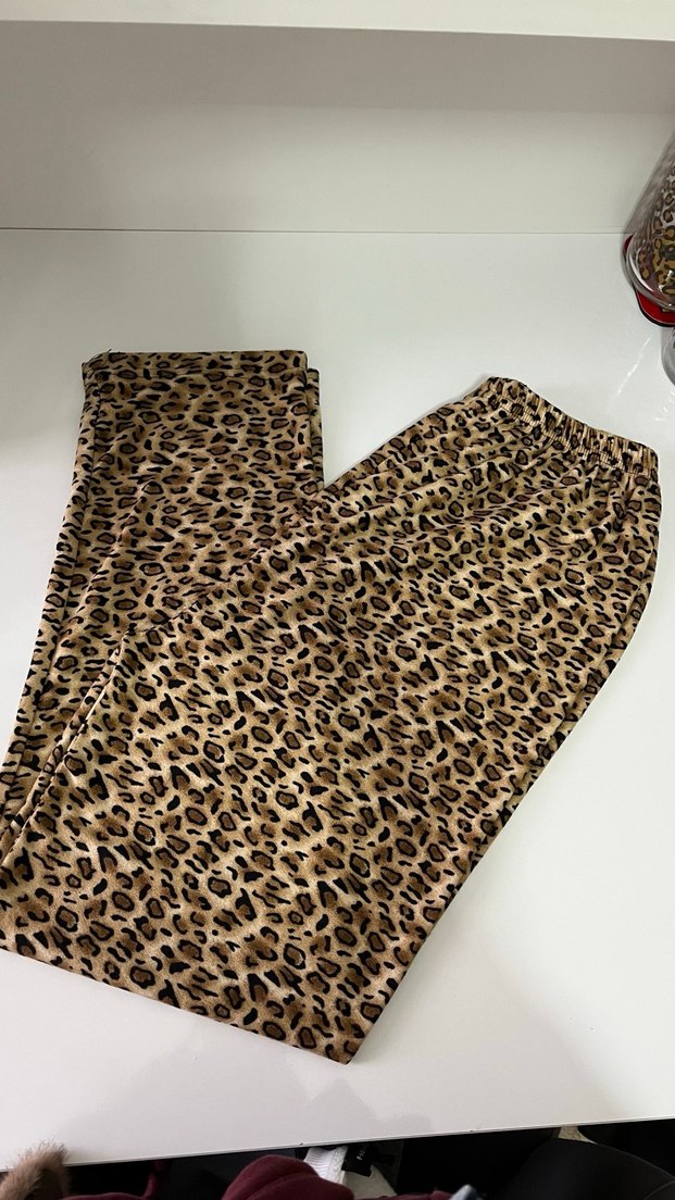 Kadın Leopar Desenli Kumaş Pantolon - Görsel 2
