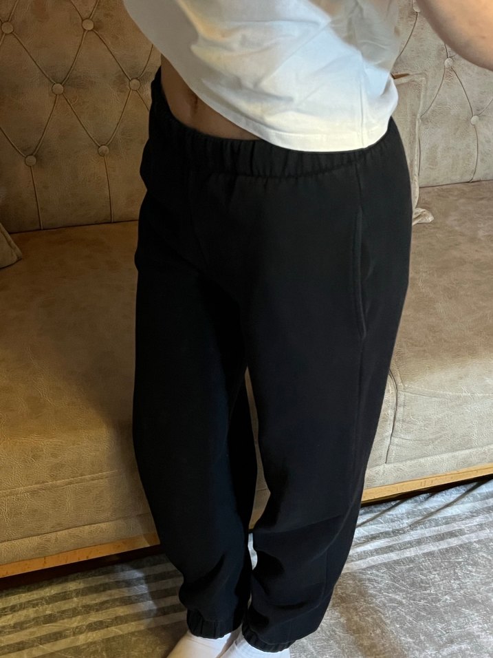 Siyah Rahat Kesim Kadın Eşofman Altı - Görsel 4