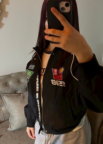 Siyah Fermuarlı Yüksek Yakalı Kadın Ceket - Görsel 5