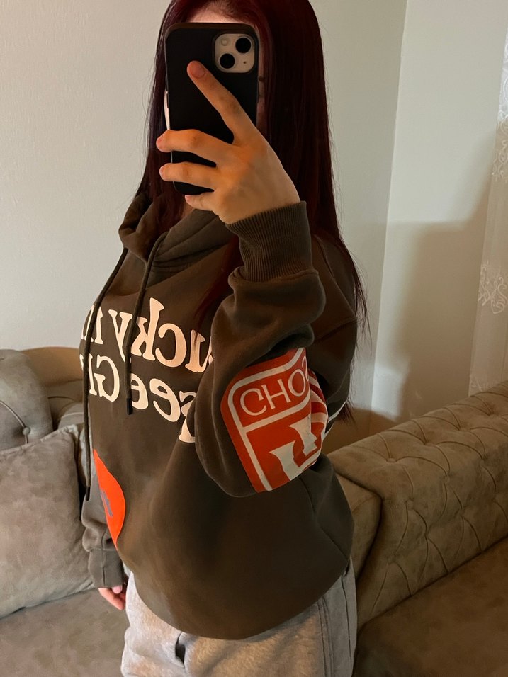 Kadın Kapüşonlu Baskılı Sweatshirt - Görsel 5