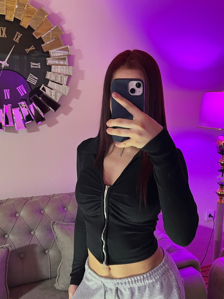 Siyah Fermuarlı Uzun Kollu Bluz - Görsel 3