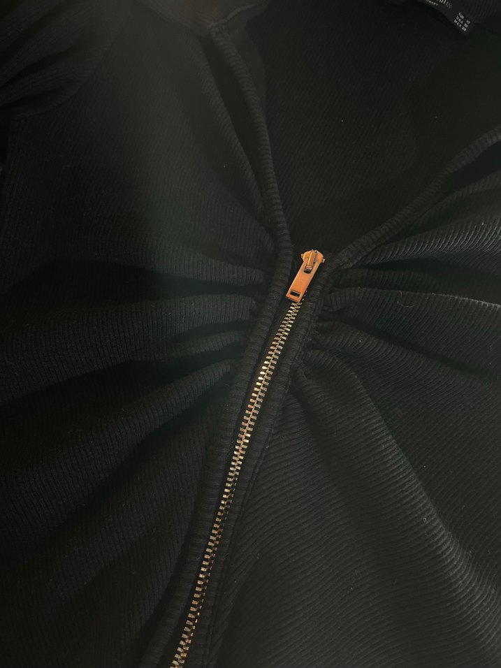 Siyah Fermuarlı Uzun Kollu Bluz - Görsel 5