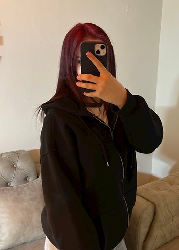 Siyah Fermuarlı Sweatshirt - Görsel 4