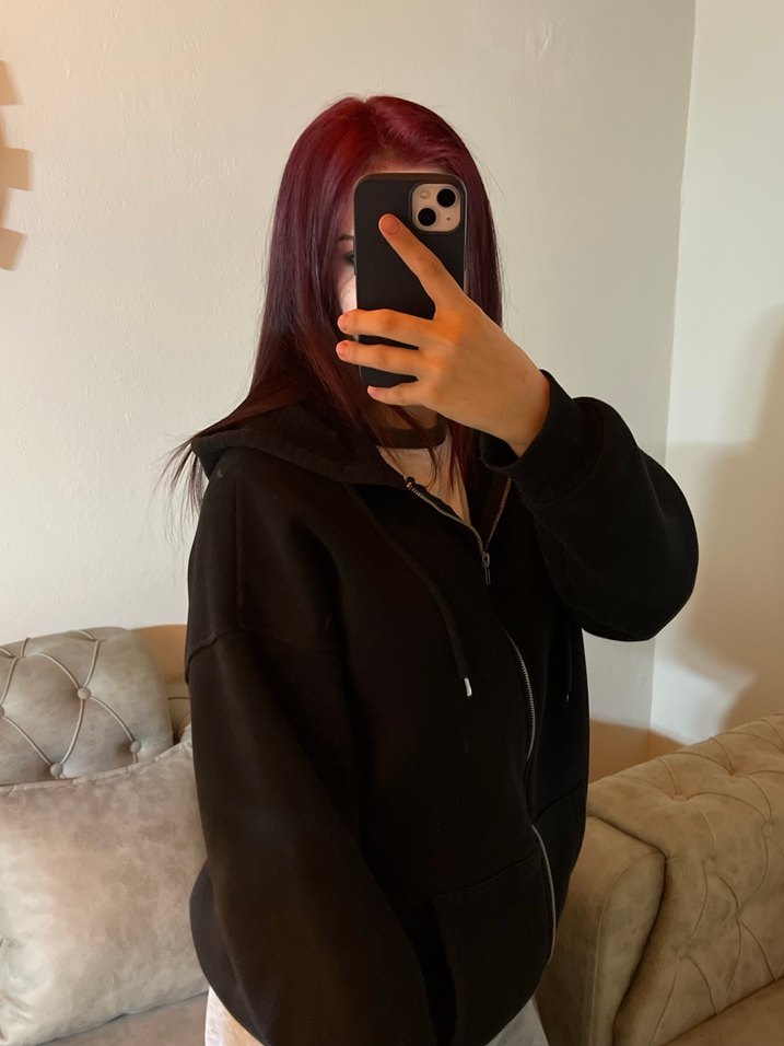 Siyah Fermuarlı Sweatshirt - Görsel 4