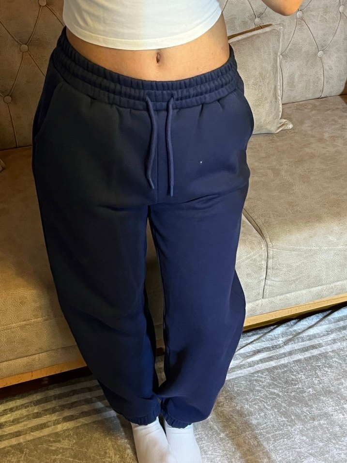 Kadın Mavi Rahat Kesim Sweatpant - Görsel 3