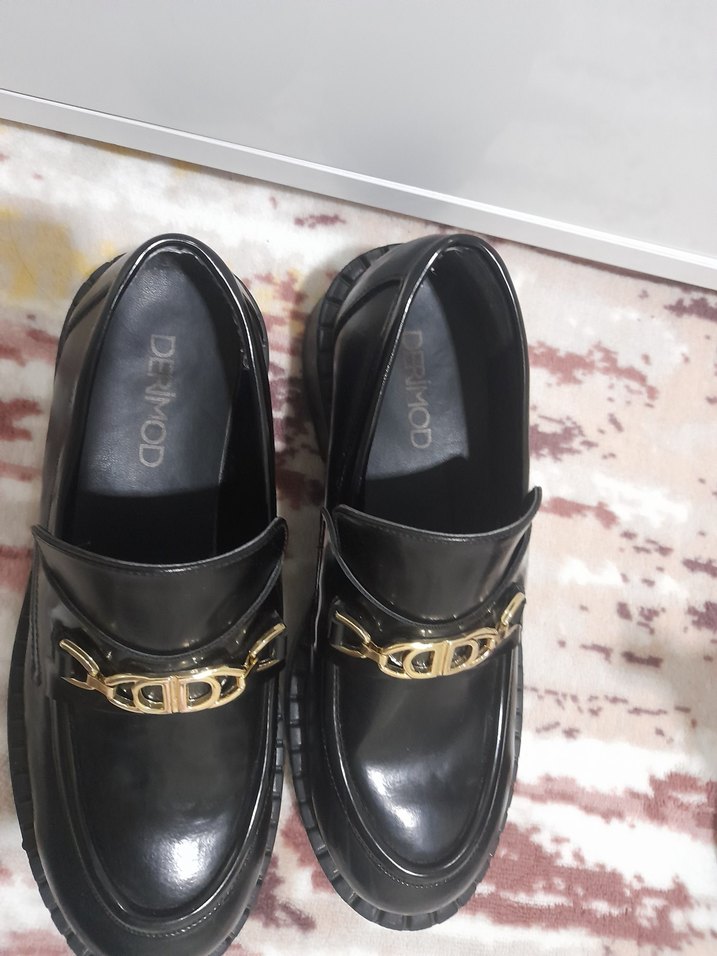 Tokalı Siyah Platform Topuklu Kadın Loafer - Görsel 5