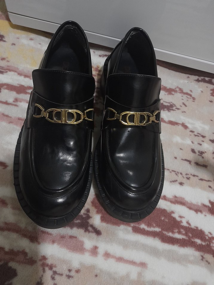 Tokalı Siyah Platform Topuklu Kadın Loafer - Görsel 4