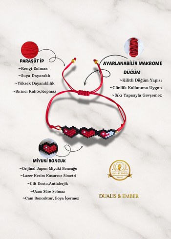 Üçlü Kalp Miyuki Bileklik - Görsel 3