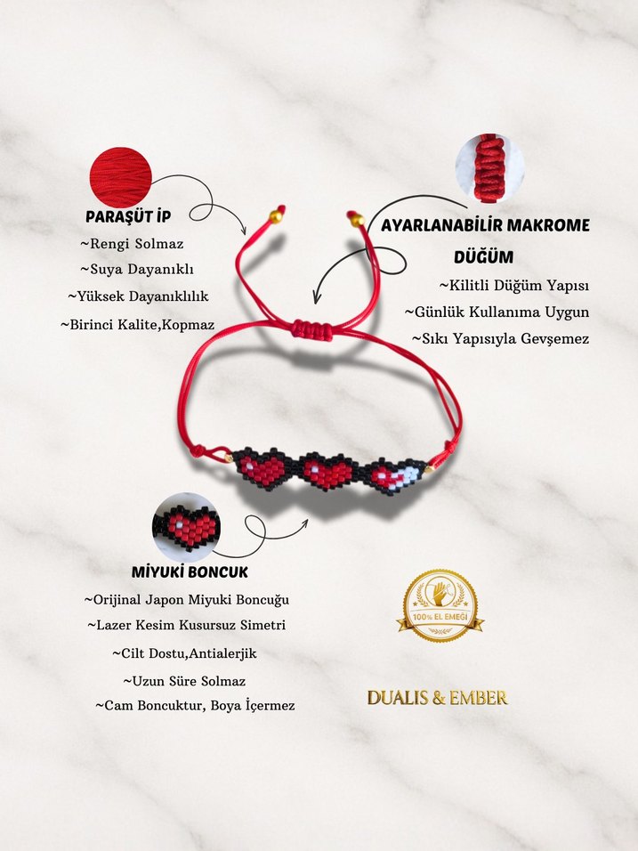 Üçlü Kalp Miyuki Bileklik - Görsel 3