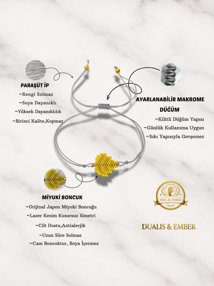 Sarı Altın Miyuki Yaprak Bileklik - Görsel 3