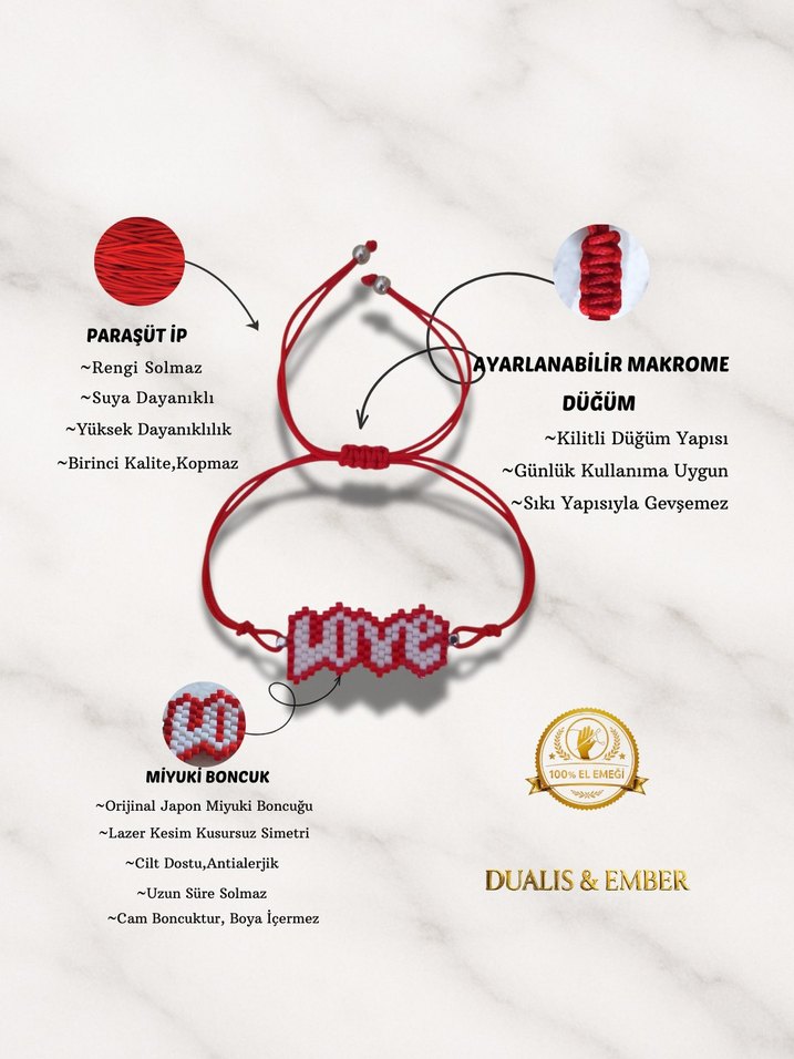 LOVE Yazılı Miyuki Bileklik - Görsel 3