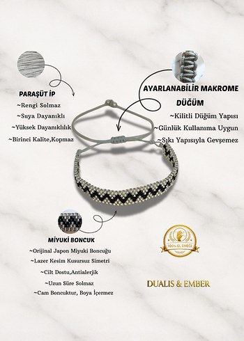 Siyah Gümüş Zikzak Miyuki Erkek Bileklik - Görsel 3