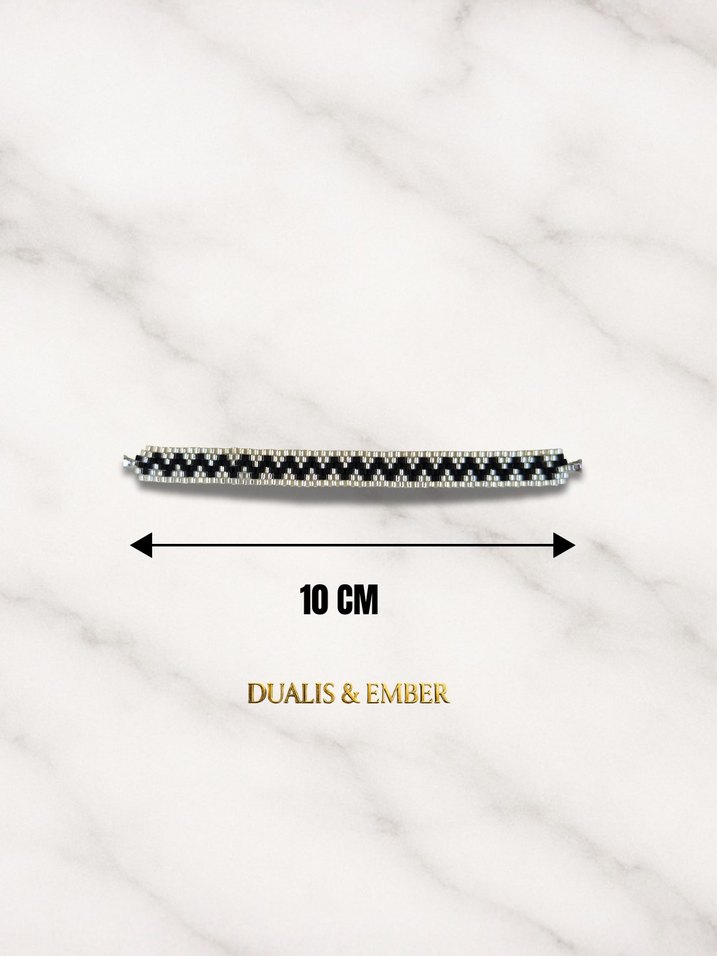 Siyah Gümüş Zikzak Miyuki Erkek Bileklik - Görsel 4