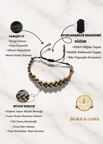 Siyah Altın Ok Ucu Miyuki Bileklik - Görsel 3