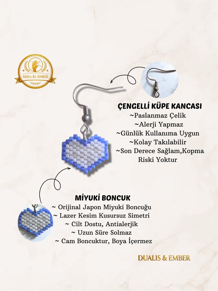 Miyuki Mini Kalp Küpe - Görsel 3