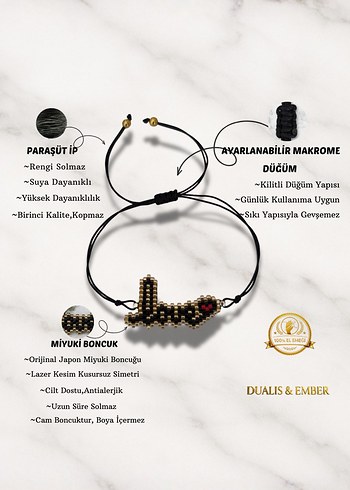 Siyah Altın LOVE Yazılı Miyuki Bileklik - Görsel 3