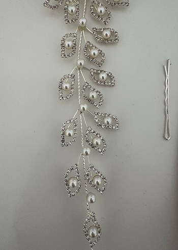 Beyaz Boncuklu Metal Saç Aksesuarı - Görsel 4