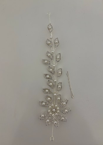 Beyaz Boncuklu Metal Saç Aksesuarı - Görsel 2