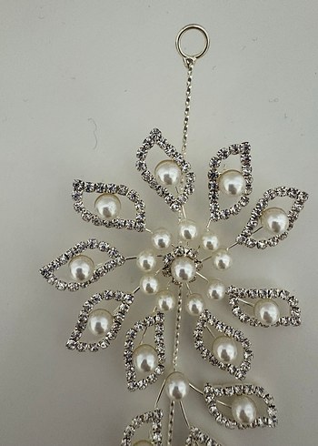 Beyaz Boncuklu Metal Saç Aksesuarı - Görsel 3