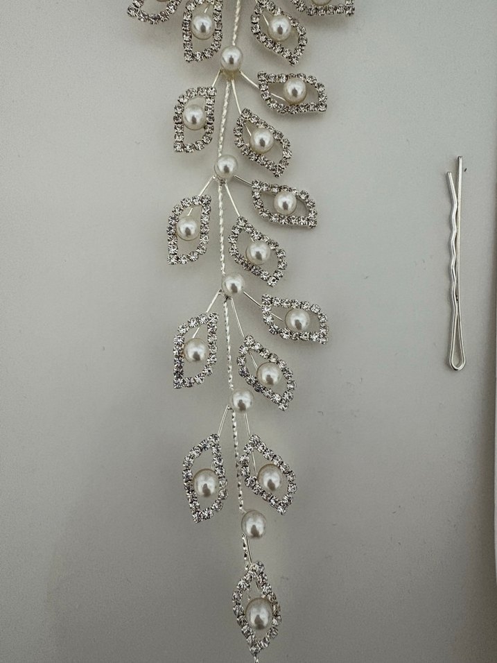 Beyaz Boncuklu Metal Saç Aksesuarı - Görsel 4