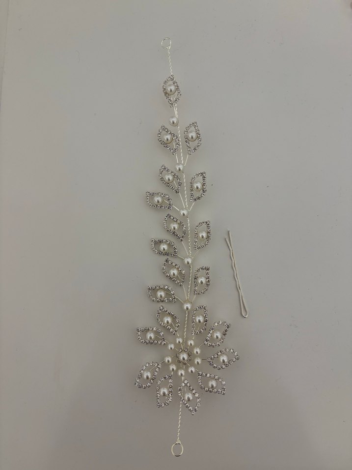 Beyaz Boncuklu Metal Saç Aksesuarı - Görsel 2