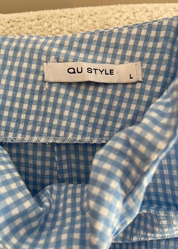 Drapeli Mavi Kareli Midi Hamile Eteği - Görsel 3