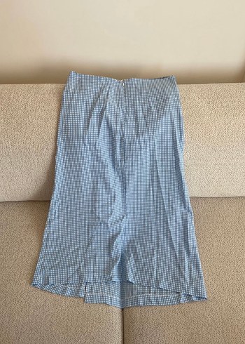 Drapeli Mavi Kareli Midi Hamile Eteği - Görsel 2