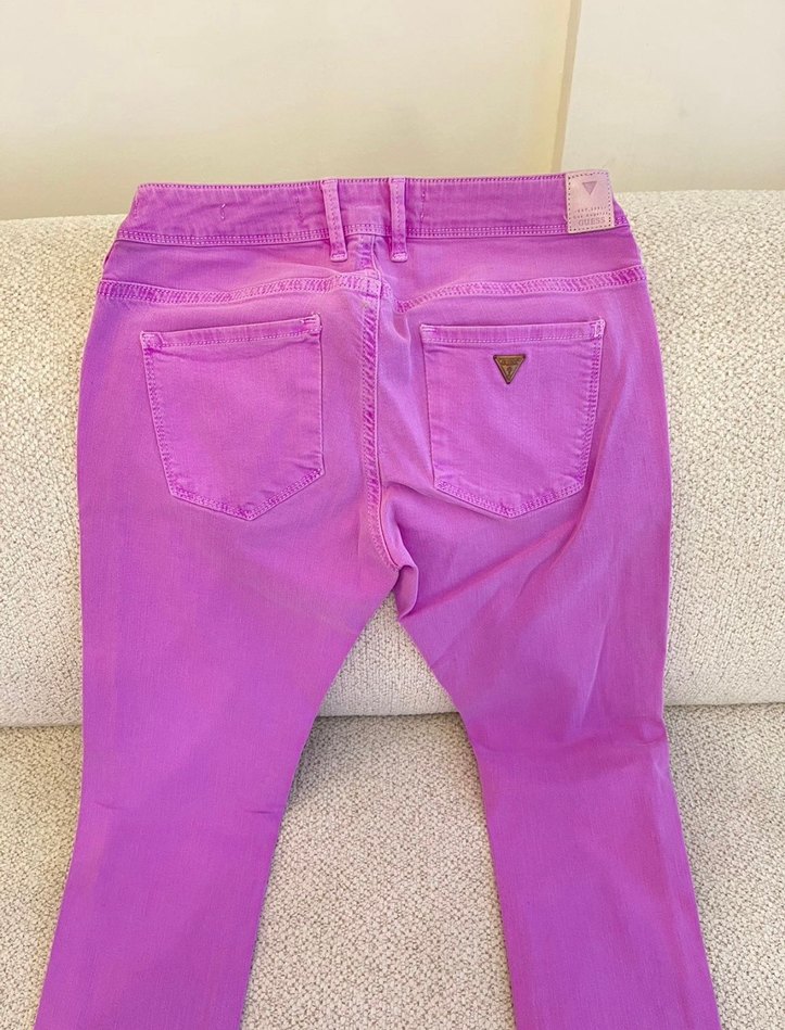 Mor Bağlama Desenli Kadın Dar Kesim Pantolon - Görsel 4