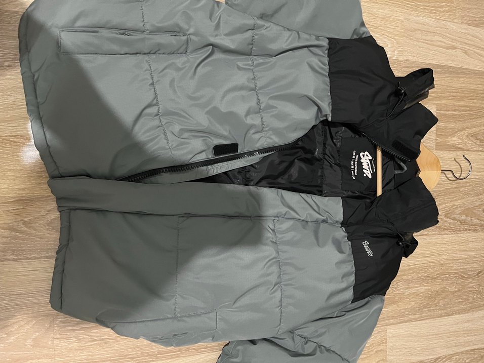 Gri Erkek  Mont, Fermuarlı, Rahat Kesim - Görsel 2