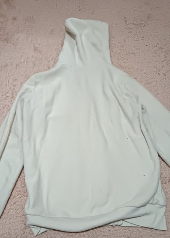 Beyaz Kapüşonlu Fermuarlı unisex Polar - Görsel 2