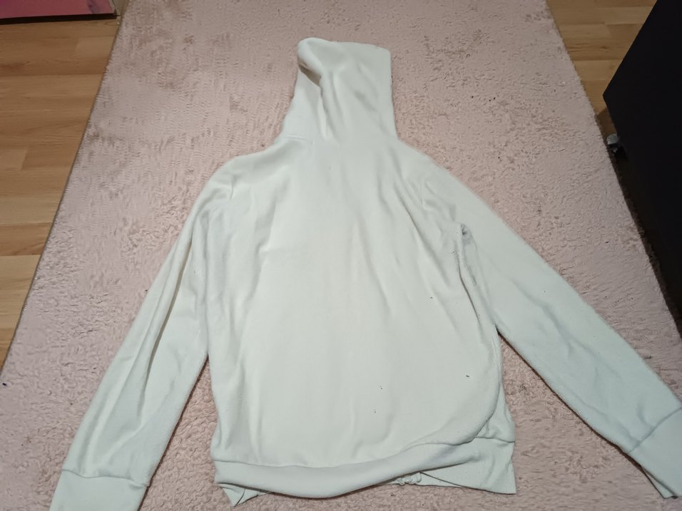 Beyaz Kapüşonlu Fermuarlı unisex Polar - Görsel 2