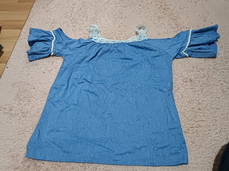 Mavi Dantel Detaylı Bohem Bluz - Görsel 2