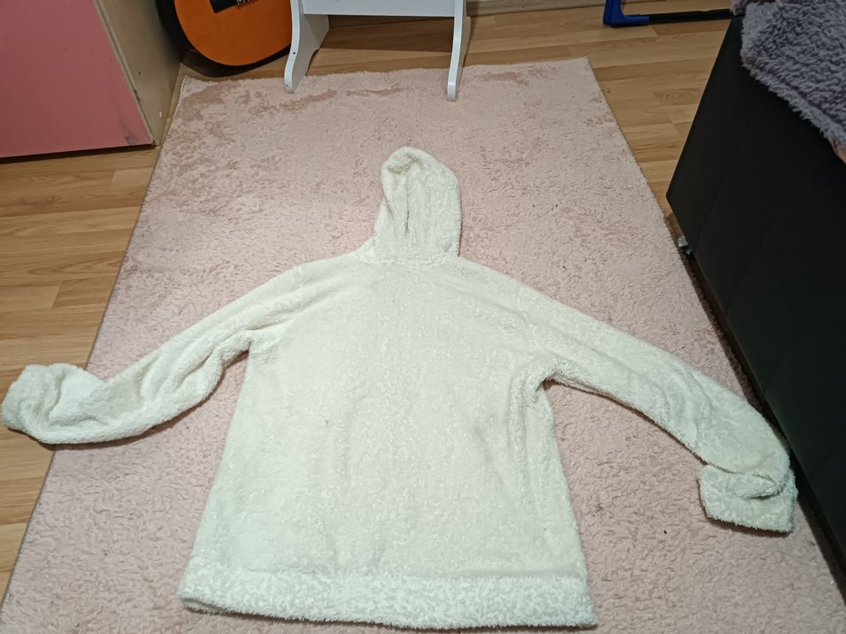 Beyaz Kapüşonlu çocuk Peluş Ceket - Görsel 2