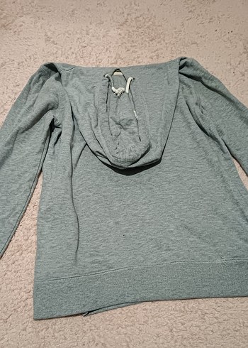 Gri Kapüşonlu Rock Tarzı Sweatshirt - Görsel 2