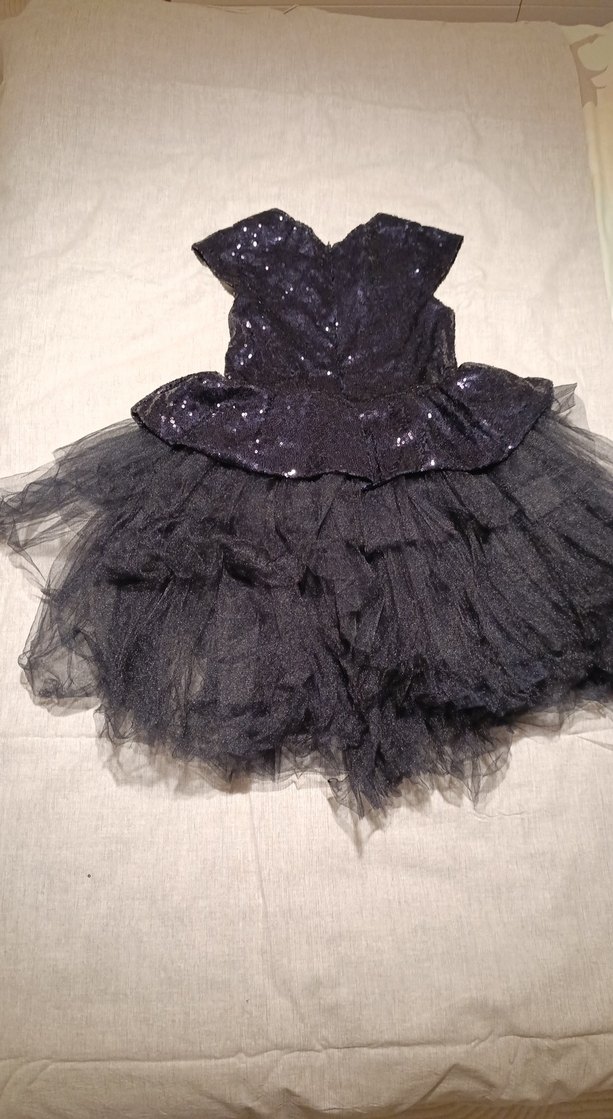 Kız Çocuk Siyah Fırfırlı Gotik Elbise - Görsel 2