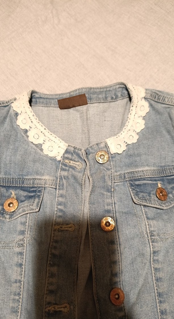 Kız Çocuk Düğmeli Denim Ceket - Görsel 2