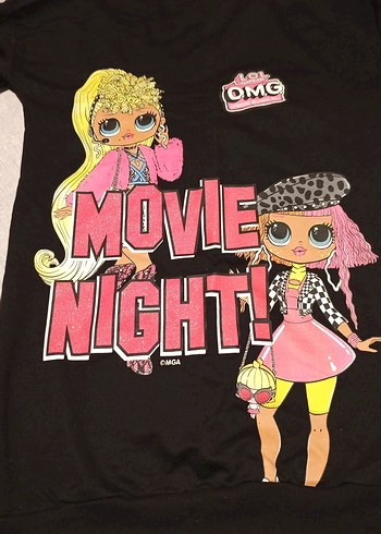 Kız Çocuk Siyah Baskılı Kapüşonlu Sweatshirt - Görsel 2