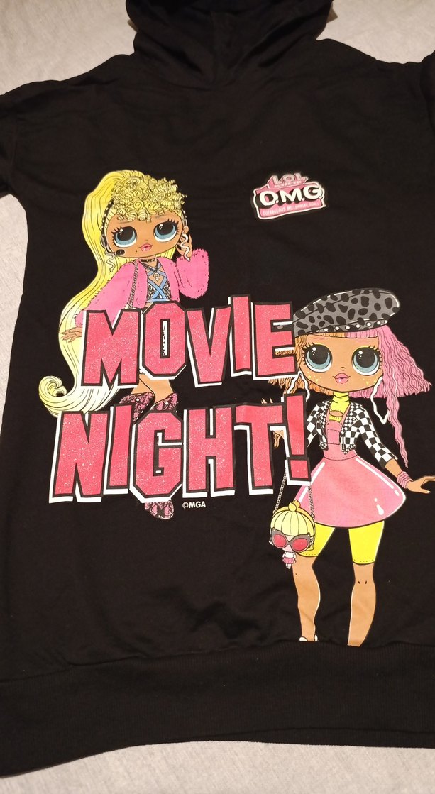 Kız Çocuk Siyah Baskılı Kapüşonlu Sweatshirt - Görsel 2