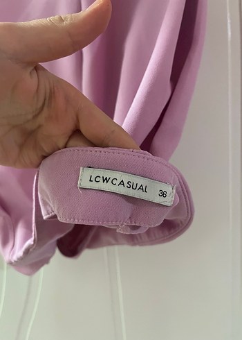 Pastel pembe Midi Drapeli Kadın Kumaş Pantolon - Görsel 3