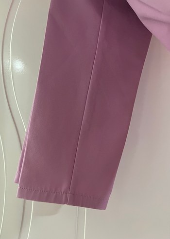 Pastel pembe Midi Drapeli Kadın Kumaş Pantolon - Görsel 2