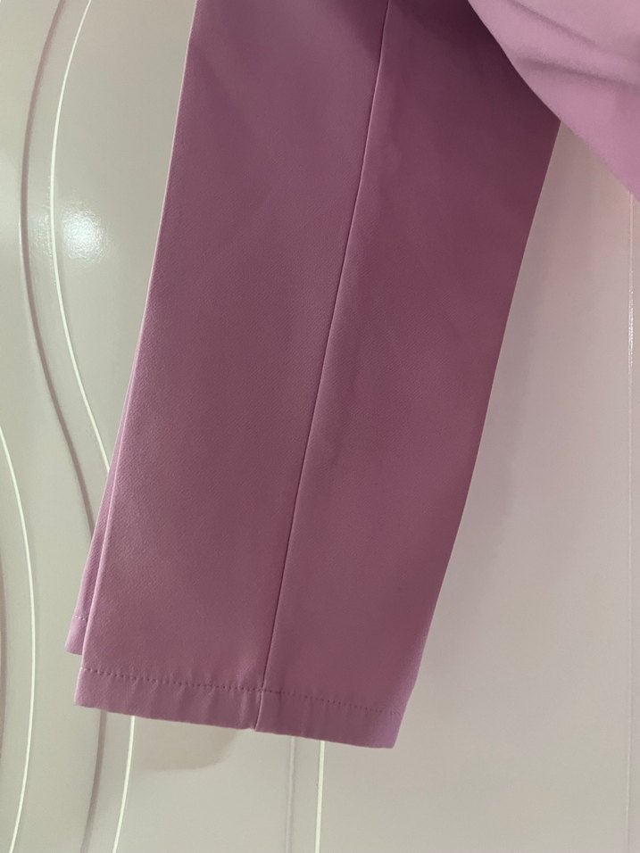 Pastel pembe Midi Drapeli Kadın Kumaş Pantolon - Görsel 2