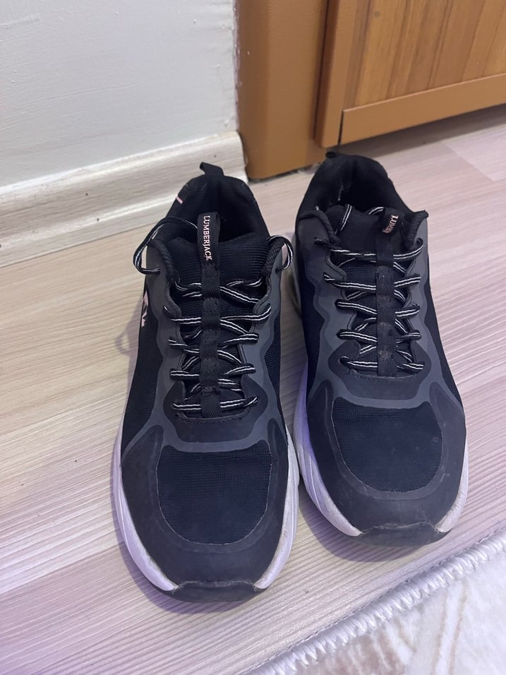 Siyah Bağcıklı Stiletto Topuklu Kadın Spor Ayakkabı - Görsel 3