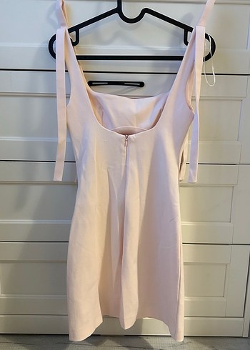 Zara Pembe Kolları Kurdele Detaylı Kısa Elbise - Görsel 3