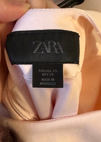 Zara Pembe Kolları Kurdele Detaylı Kısa Elbise - Görsel 4