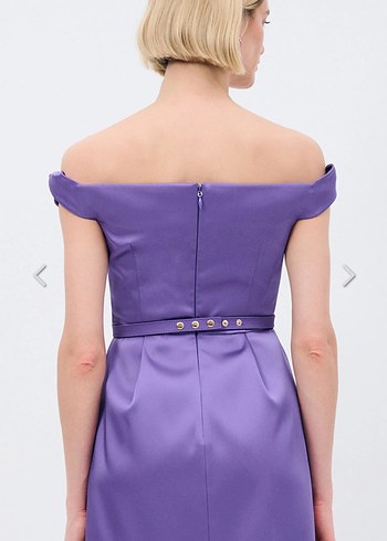 Adl Mert Aslan Omuzlari Acik Mini Tafta Elbise - Görsel 2