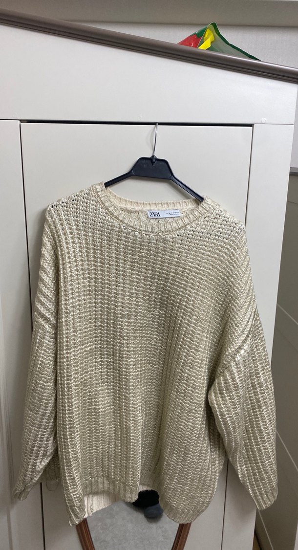 Beyaz Örme Kadın Kazak - Görsel 4