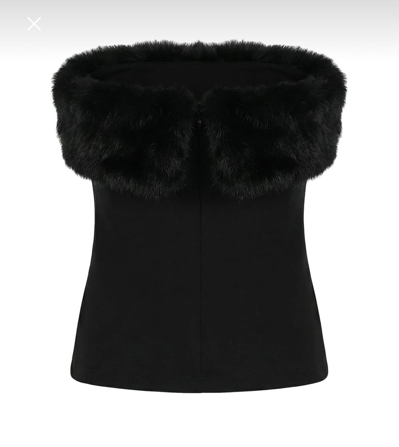 Siyah Kürklü Straplez Gotik Büstiyer - Görsel 2