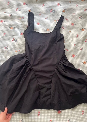 Vintage Siyah Drapeli Midi Strappy Kokteyl Elbisesi - Görsel 3